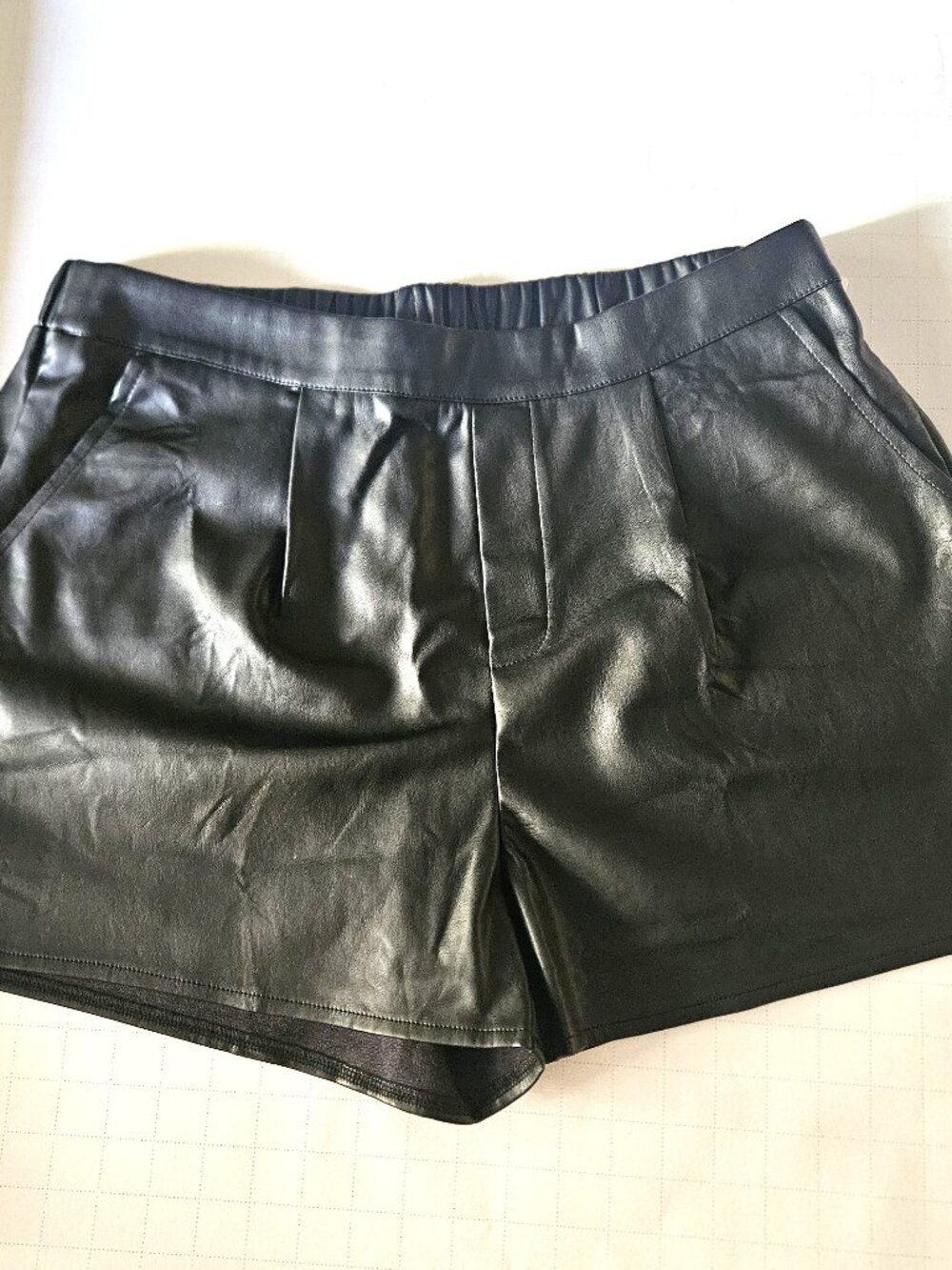 Buttery Faux XL Leather Shorts with High Waisted Waistband, Side Hand Pockets,
